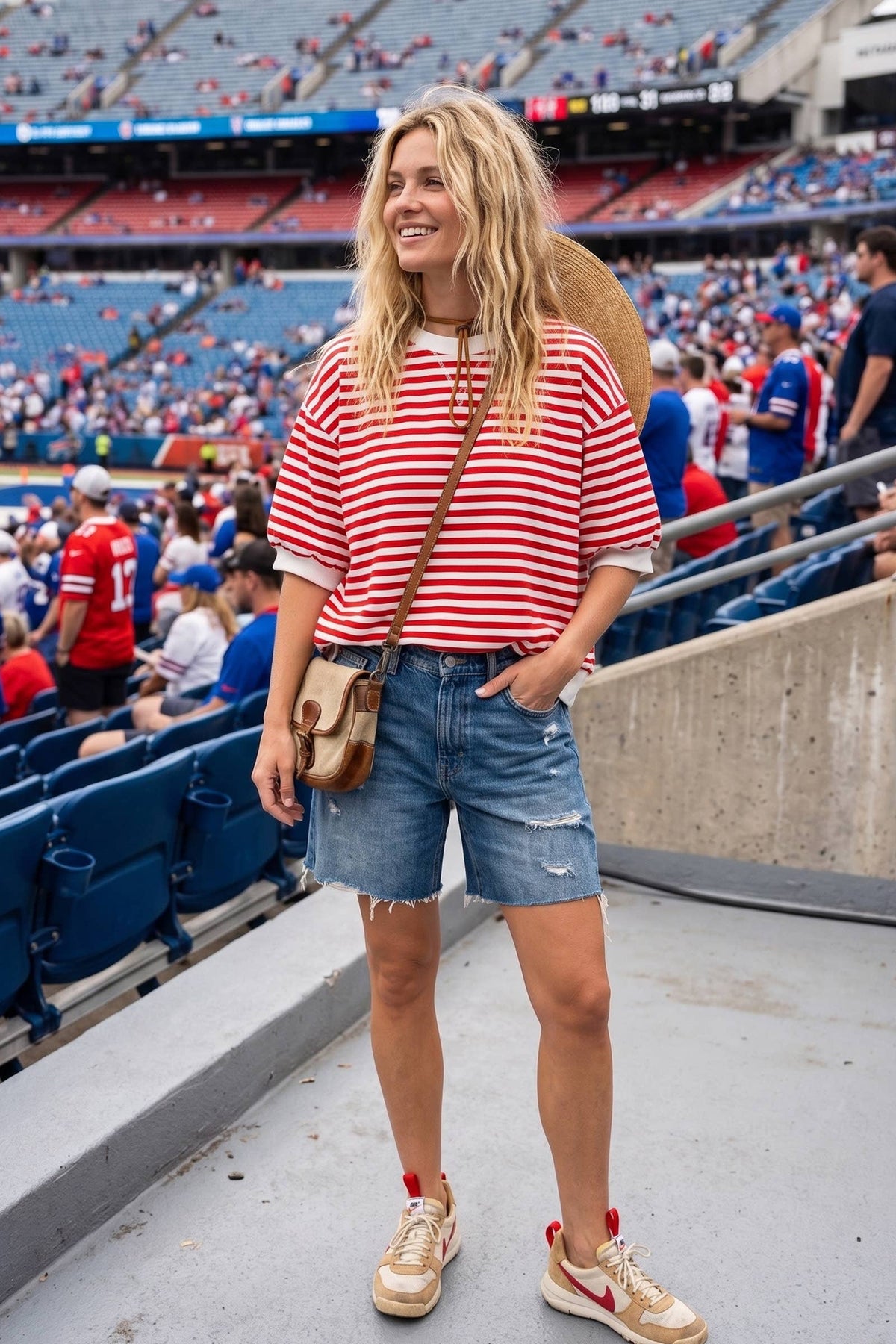 Striped Contrast Trim Knit Top