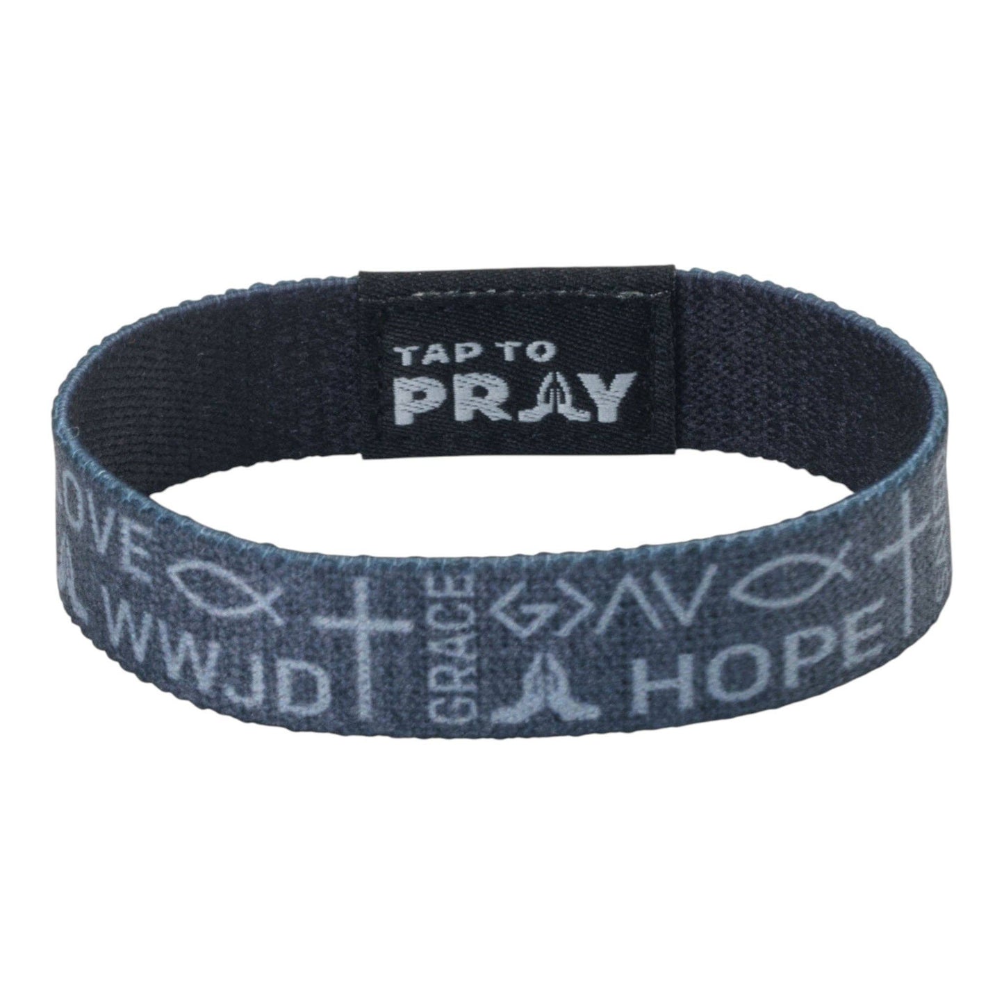Tap To Pray® Wristband – Symbols of Faith - Grey