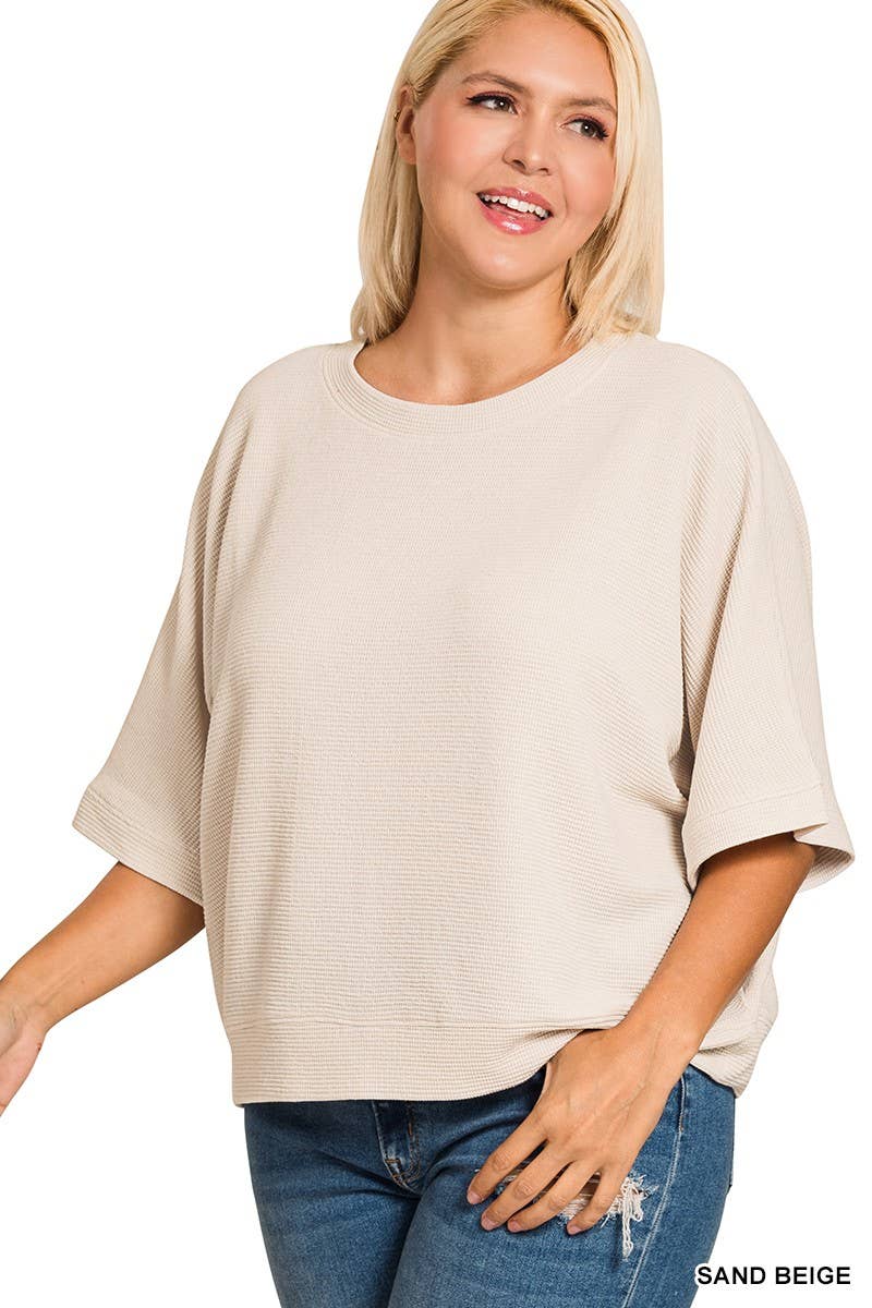 Double Knit Banded Bottom Short Sleeve Top