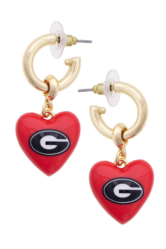 Georgia Bulldogs Heart Drop Earrings