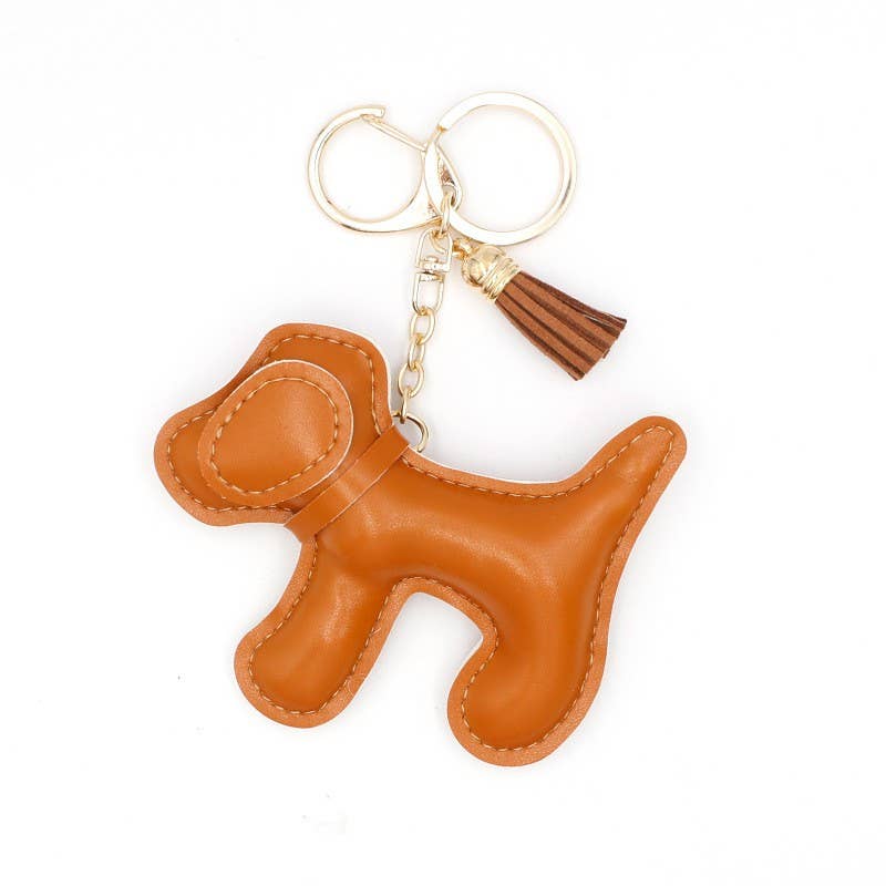 Vegan Leather Dog Bag Charm Keychain