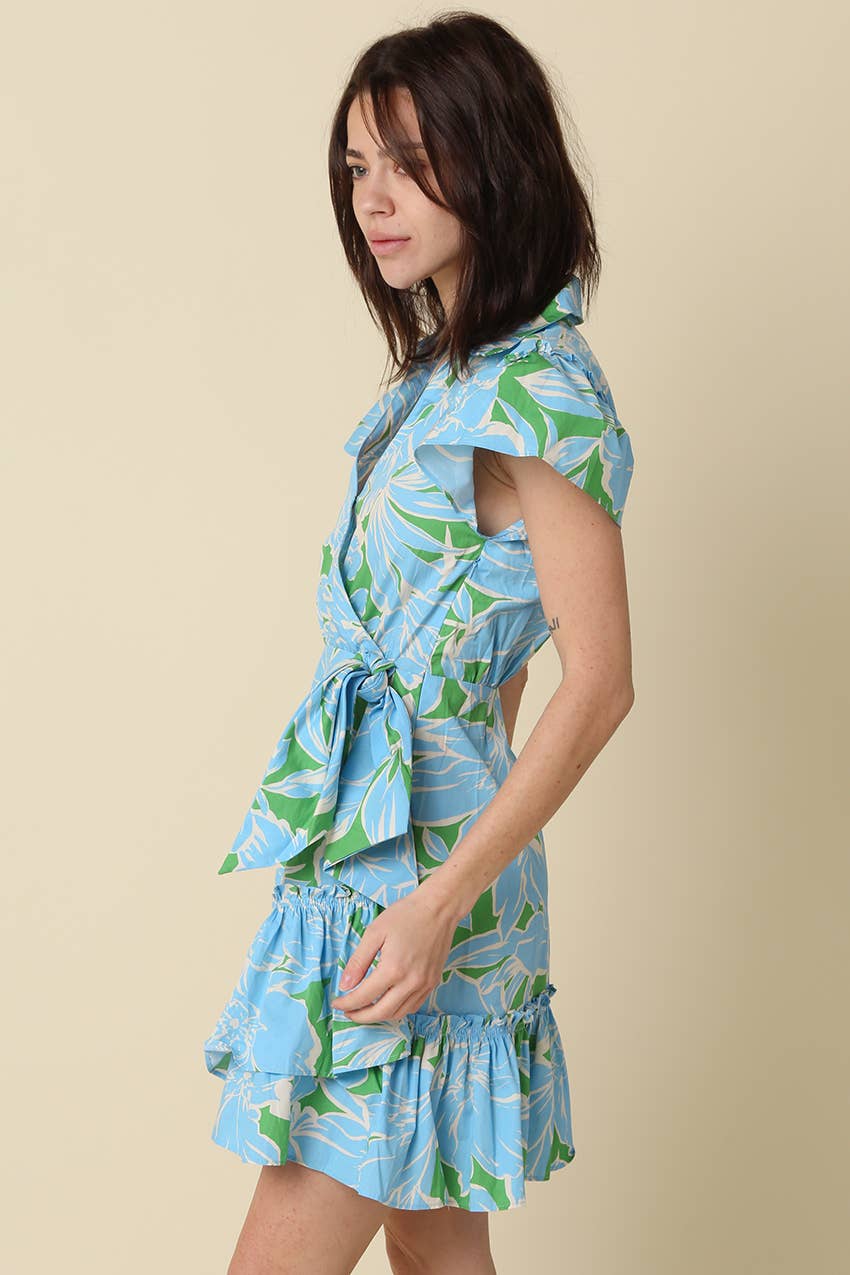 Bayley Floral Ruffle Wrap Mini Dress