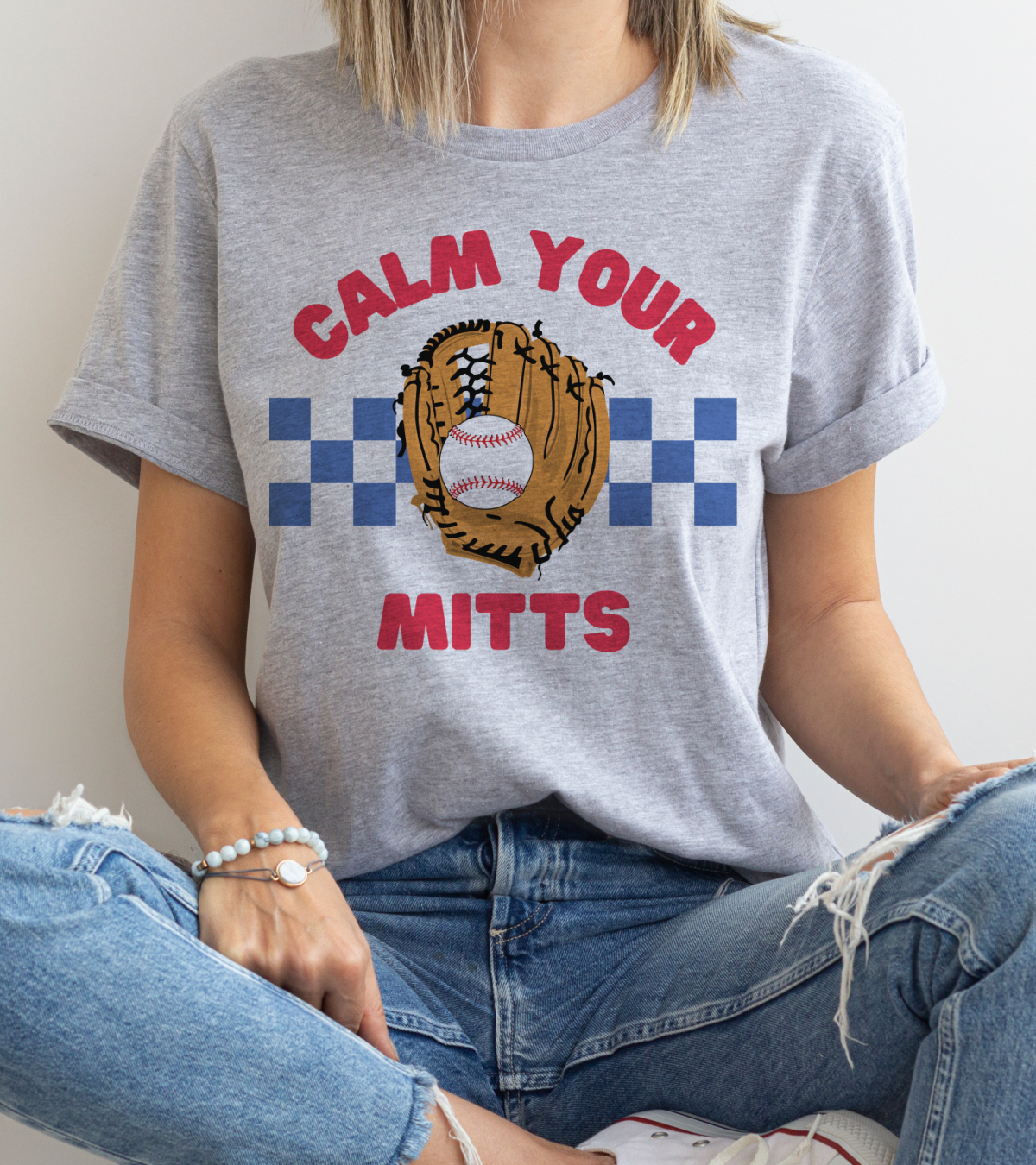 Calm Your Mitts Baseball Vintage Graphic Tee