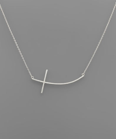 Curved Cross Necklace