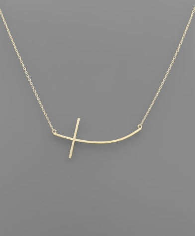 Curved Cross Necklace