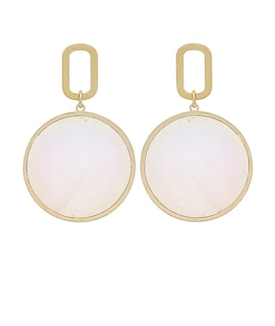 Oval Casting & Round MOP Drop Earrings