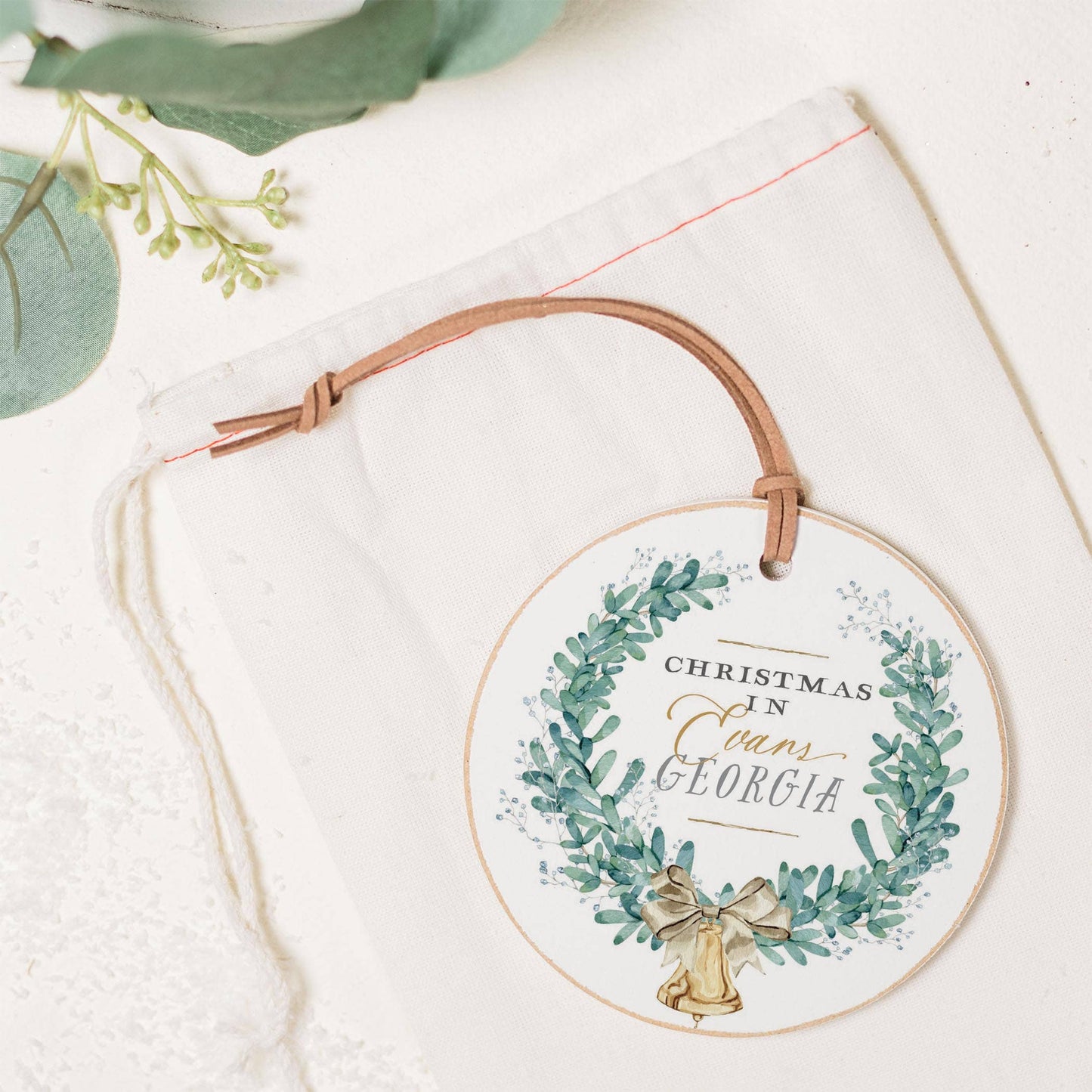 "Christmas in Evans Georgia" Classic Christmas Wreath Ornament