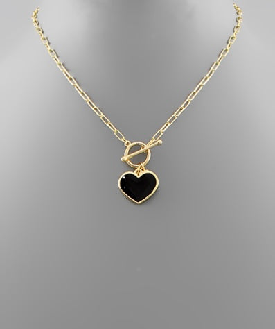 Black Heart Toggle Necklace