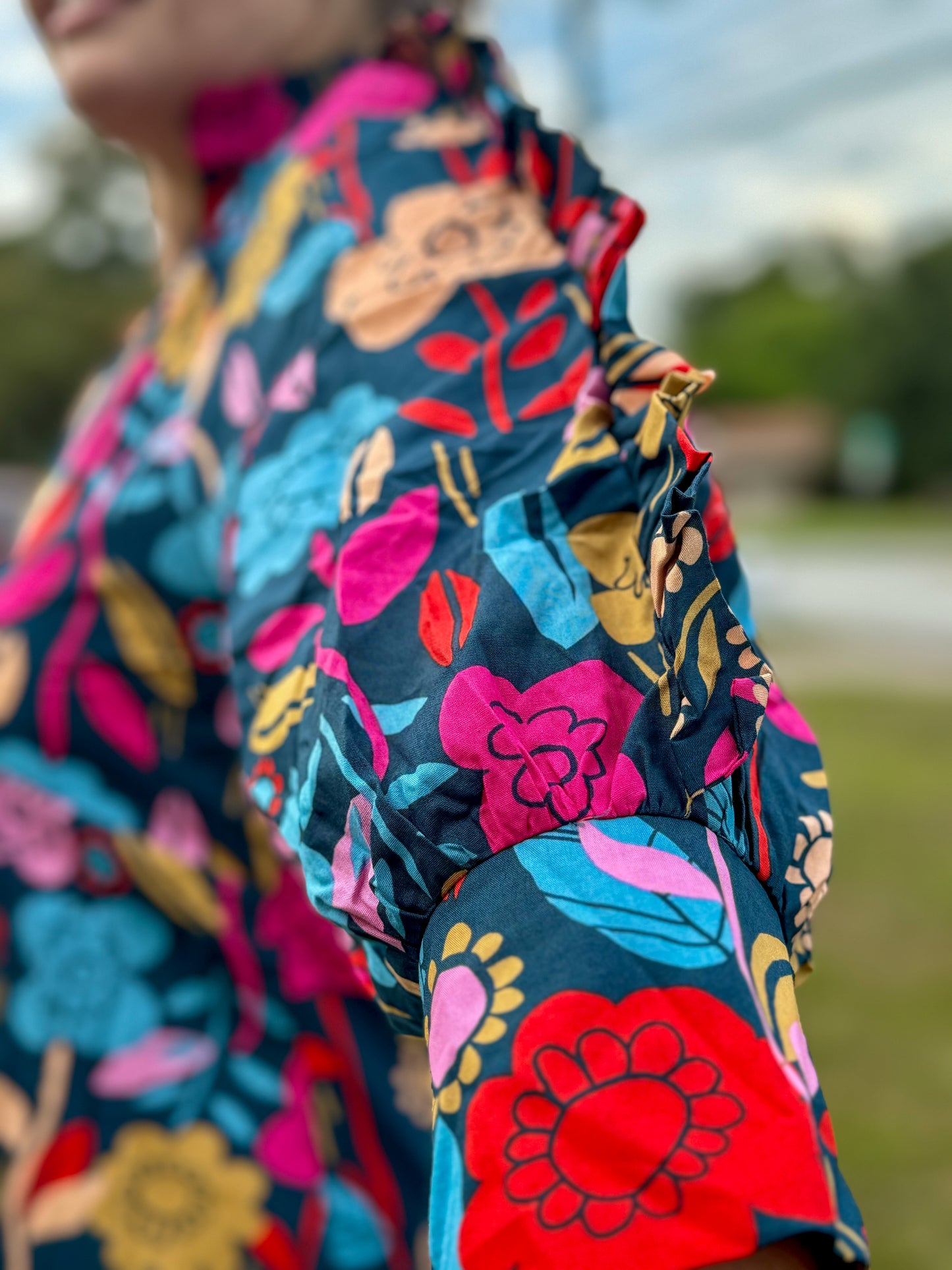 Floral Print Ruffled Mini Dress