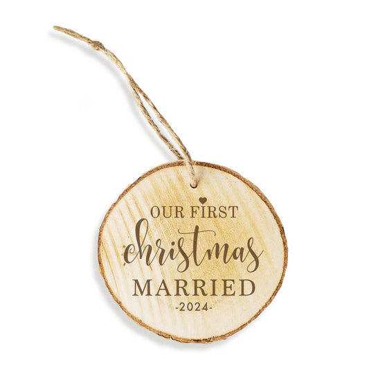 First Christmas Married 2024 Wood Ornament