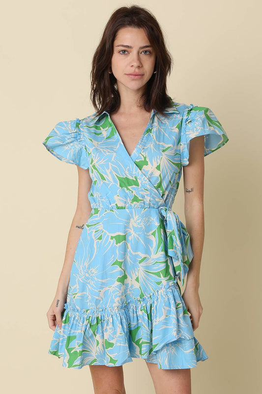 Bayley Floral Ruffle Wrap Mini Dress