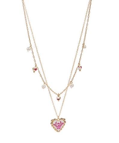 Ceramic Heart & Ball Charm Necklace