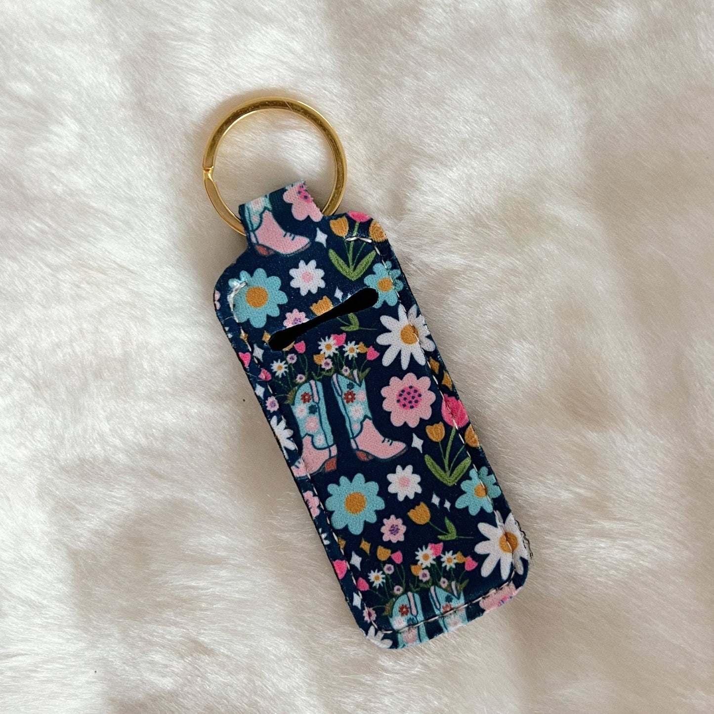 Lip Balm Keychain Holder - Boots & Bouquets