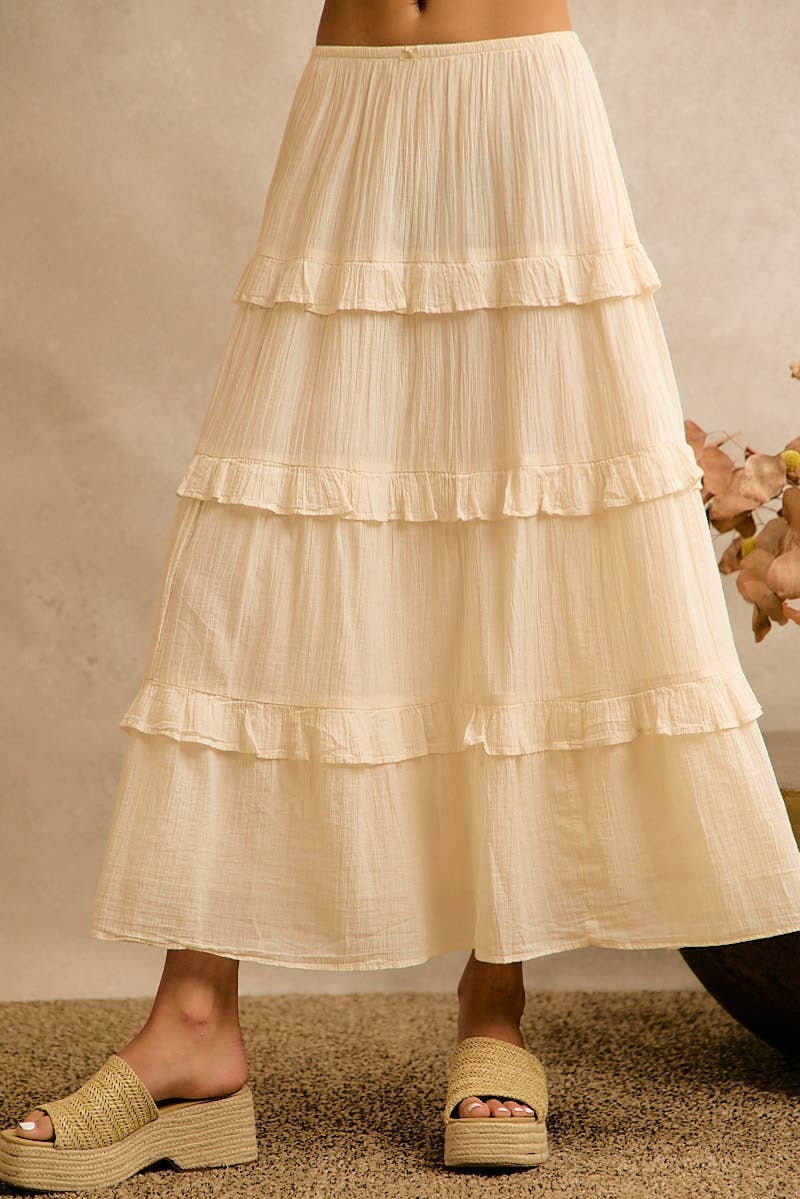 Solid Tiered Maxi Skirt