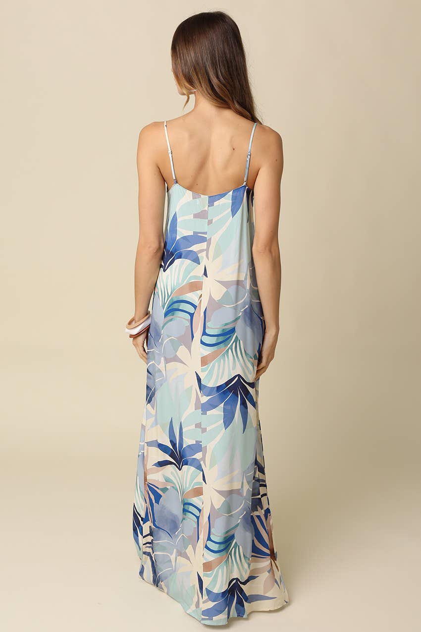 Ava Tropical Print Slip Maxi Dress
