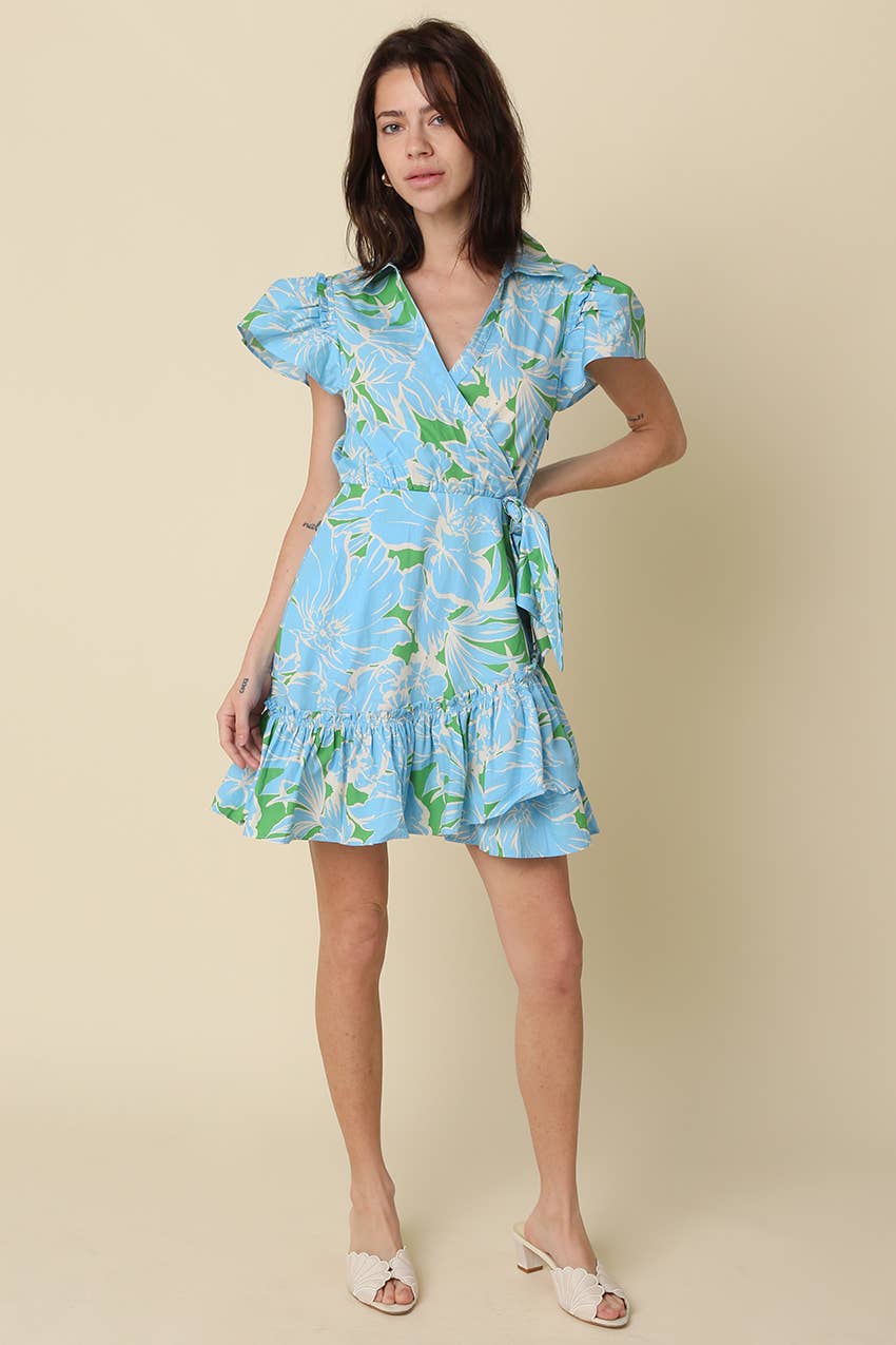 Bayley Floral Ruffle Wrap Mini Dress