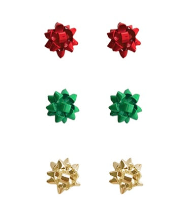 Christmas Bow Studs - 3 Set