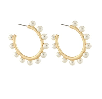 Dotted Pearl Hoops