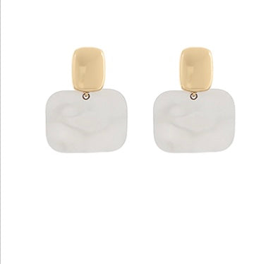 Two Tone Rectangle Drop Earrings