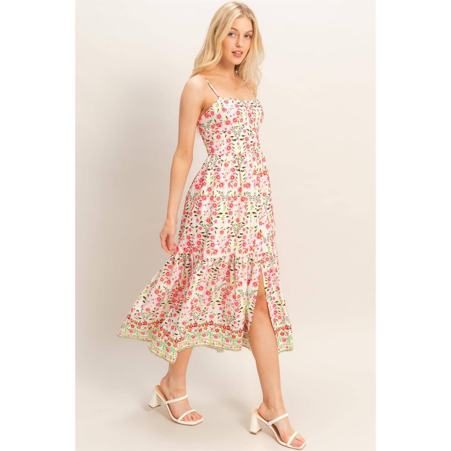 Floral Print Spaghetti Strap Dress