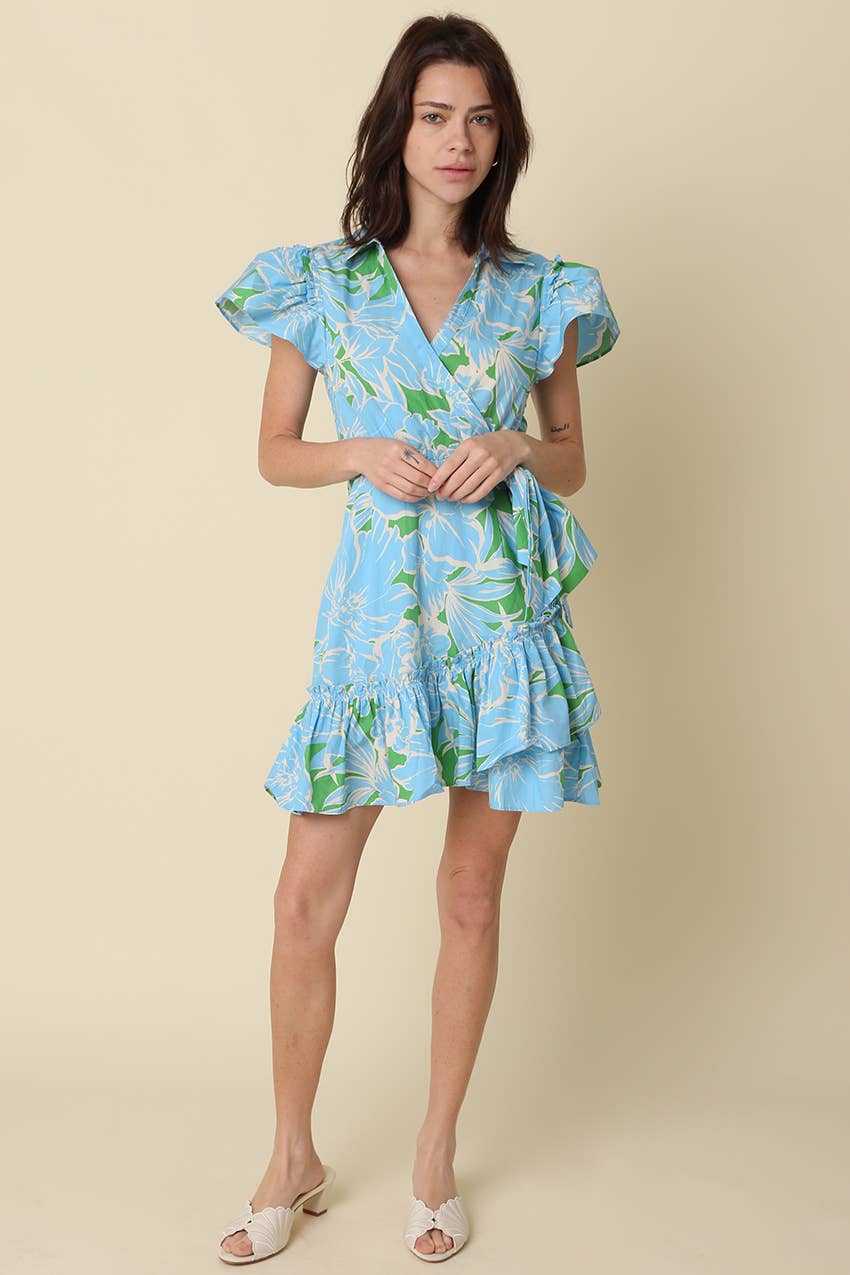 Bayley Floral Ruffle Wrap Mini Dress