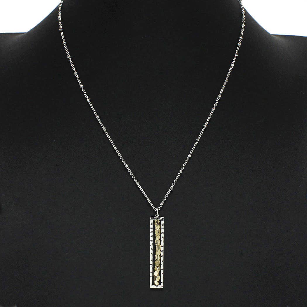Textured Rectangle Pendant Necklace