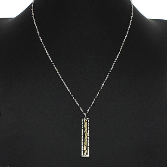 Textured Rectangle Pendant Necklace