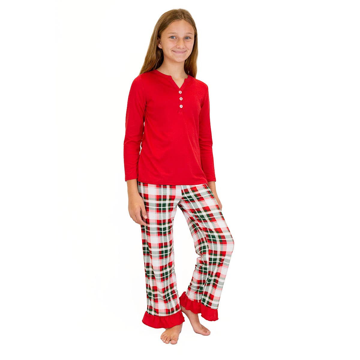 Girl's Mansfield Plaid Ruffle Sleep Pants