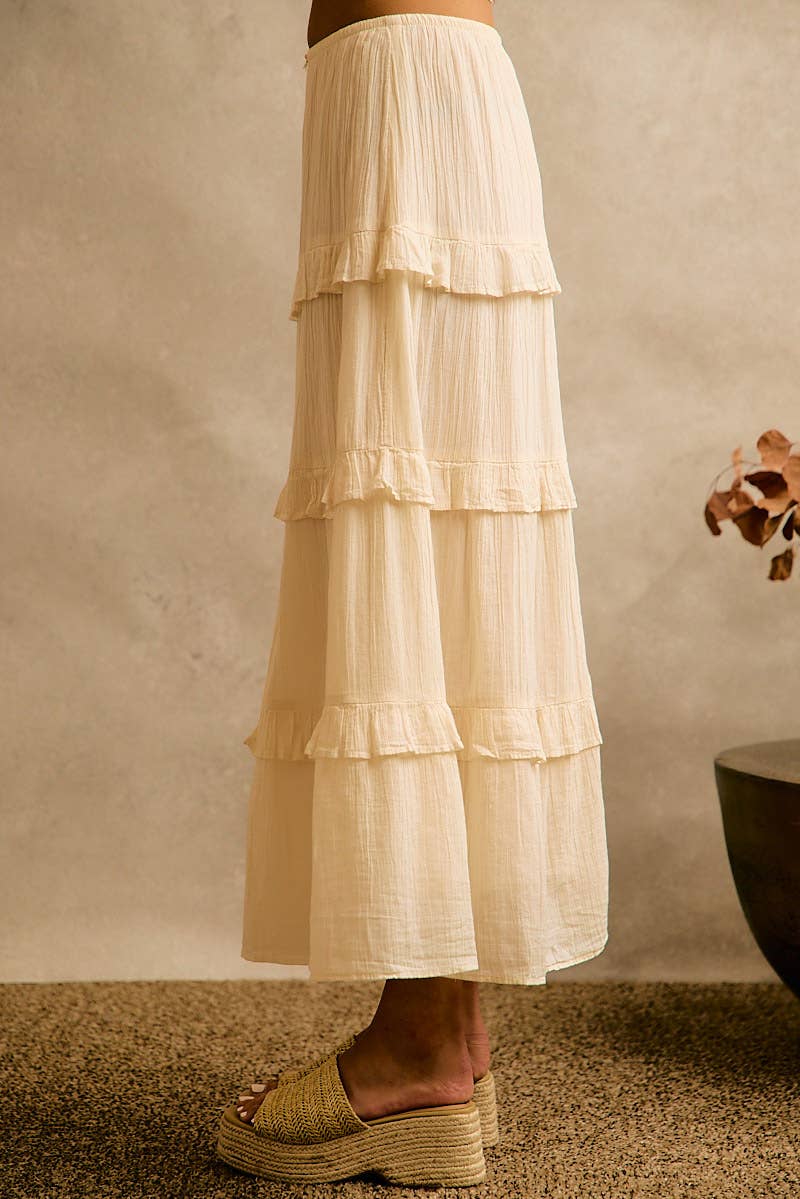 Solid Tiered Maxi Skirt