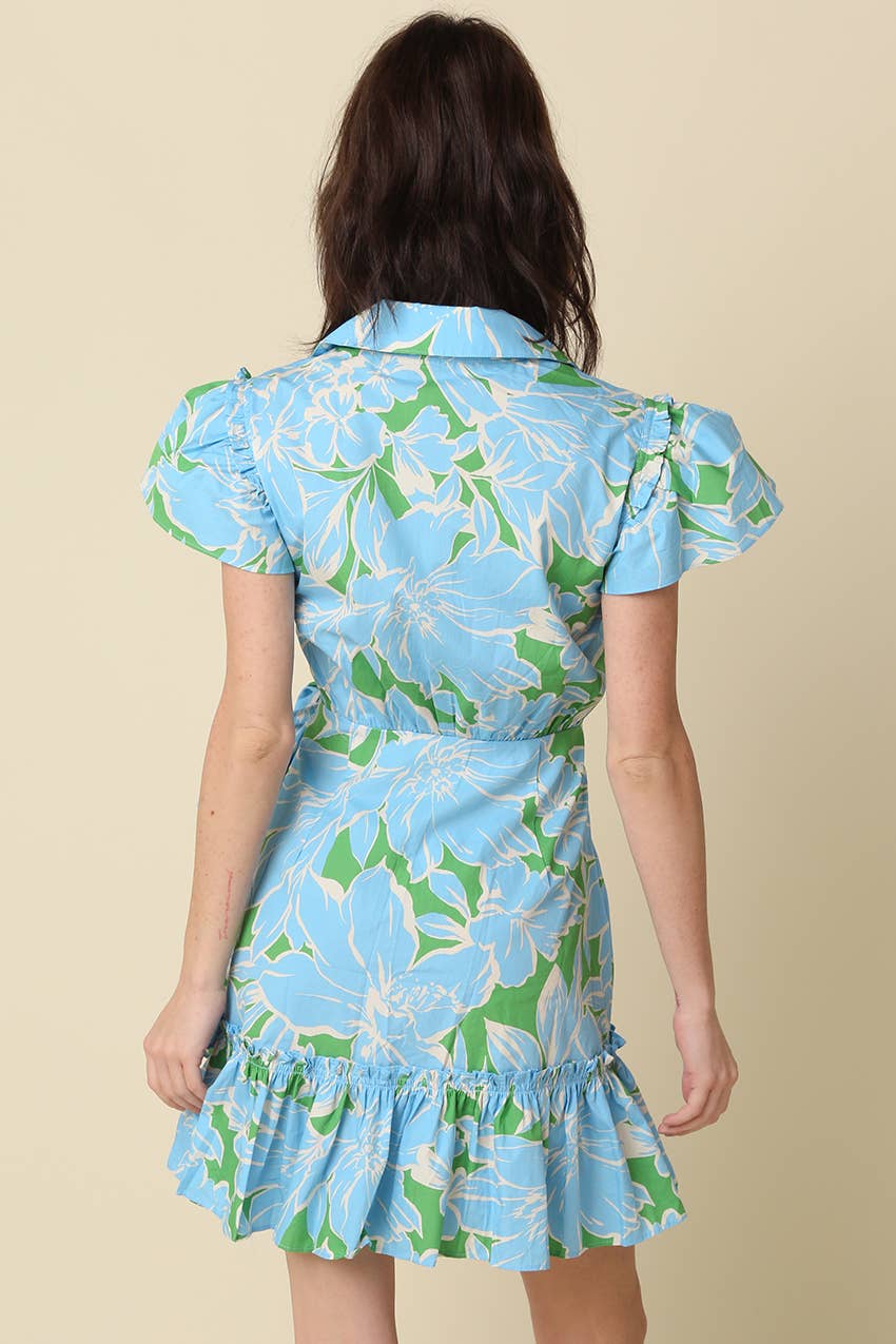 Bayley Floral Ruffle Wrap Mini Dress
