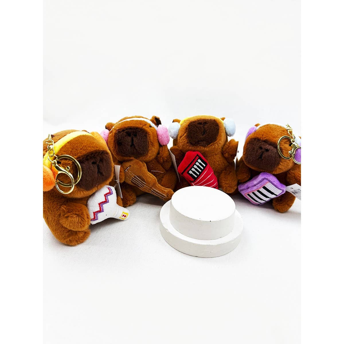Cute Capybara Band Plush Keychain