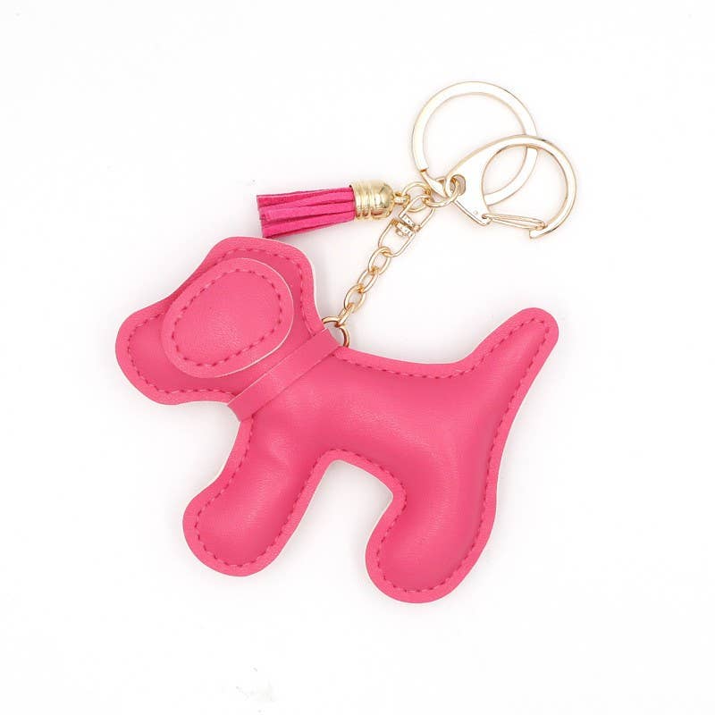 Vegan Leather Dog Bag Charm Keychain