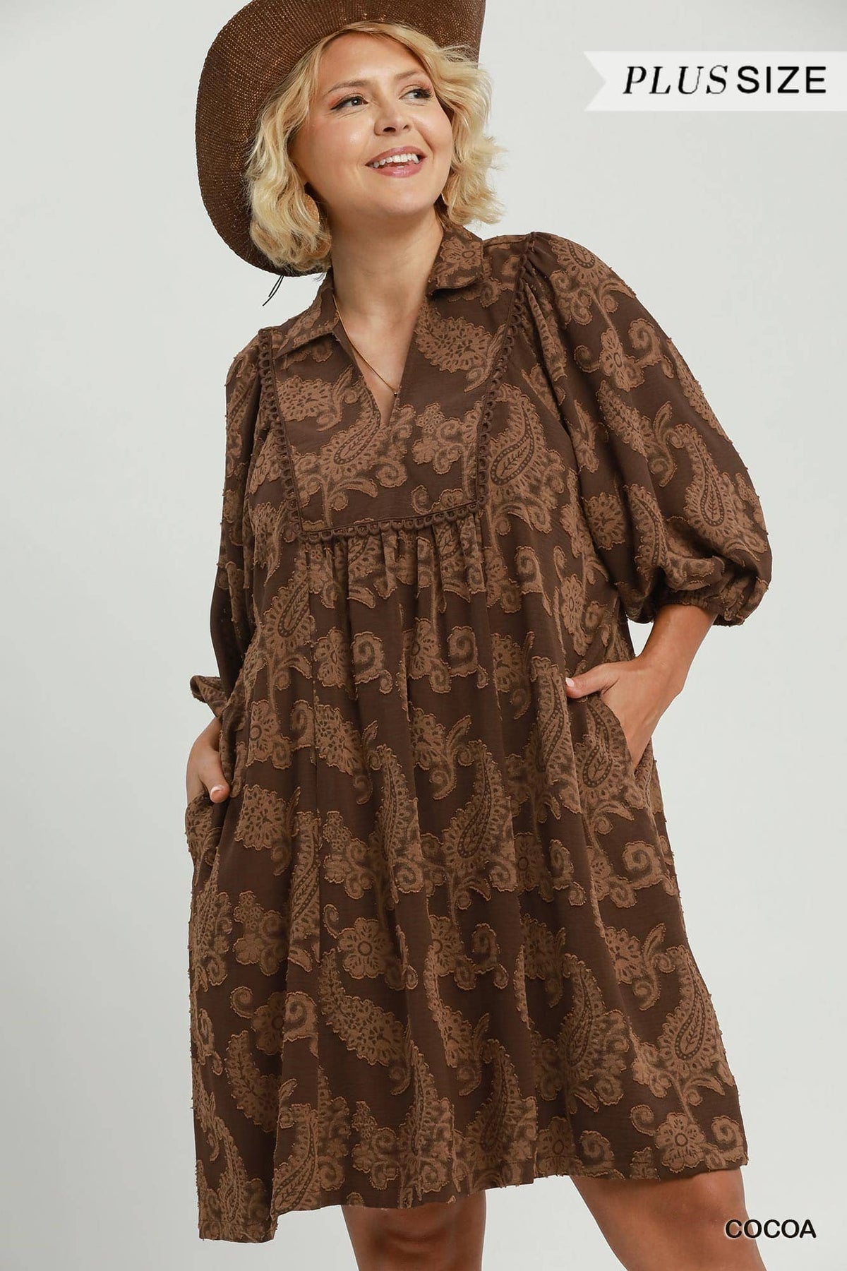Paisley Print Puff Sleeve Babydoll Dress