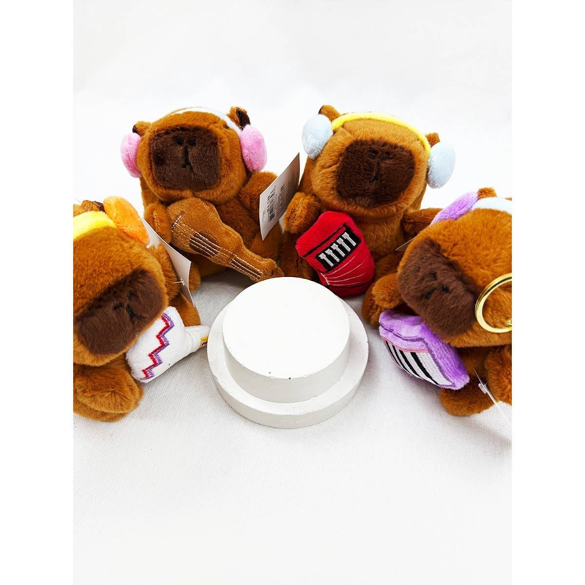 Cute Capybara Band Plush Keychain
