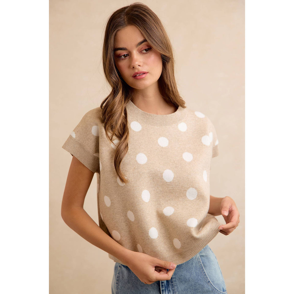 Polka Dot Knit Sleeveless Top