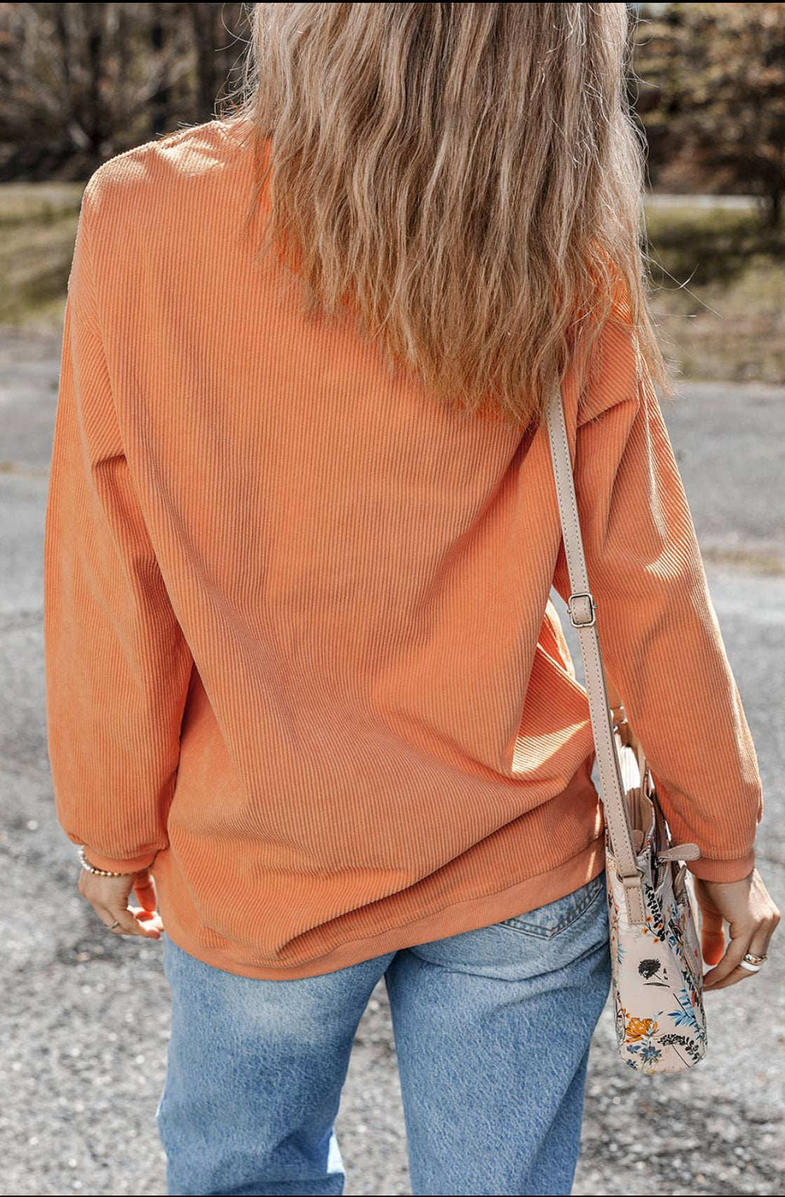 Sequined Pumpkin Corduroy Top