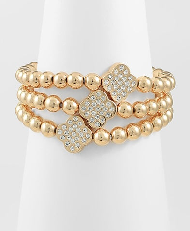 3 Row Pave Clover Bracelet