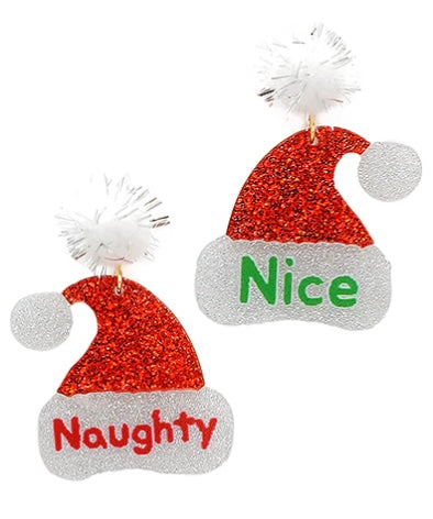 Naughty Nice Santa Hat Earrings