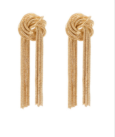 Knot Snake Chain Tassel Earrings