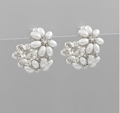 Pearl Flower Hoops