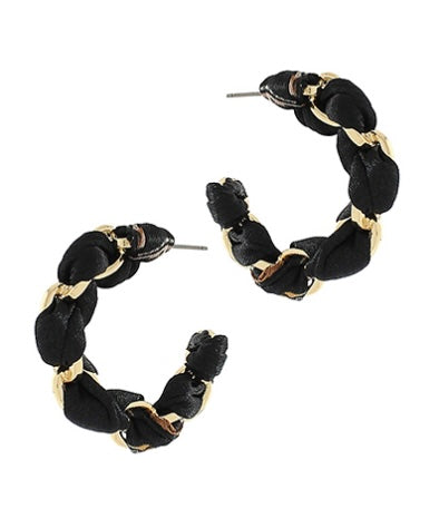 Scarf & Chain Oval Twisted Hoops