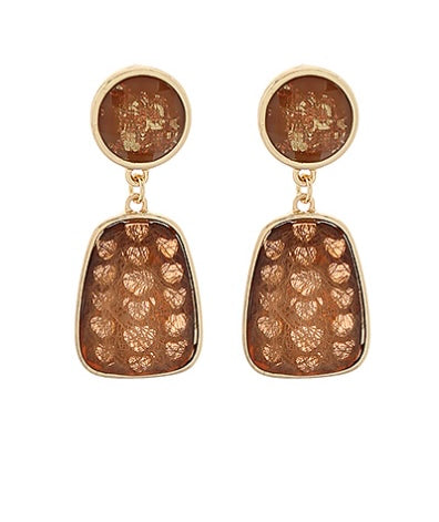 Disk & Trapezoid Stone Drop Earrings