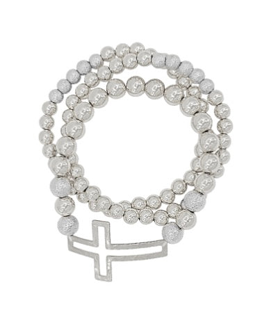 3 Row Cross Bead Bracelet Set