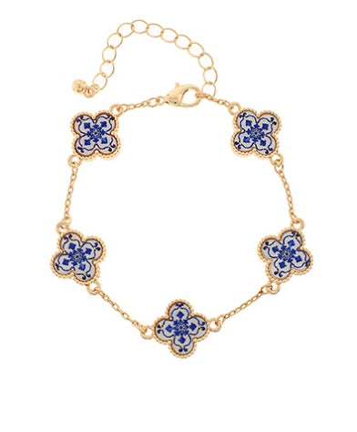 Chinoiserie Patterned Multi Clover Bracelet