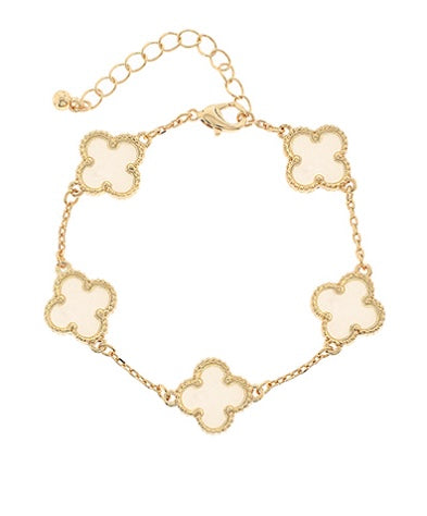 Colored Shell Multi Clover Bracelet