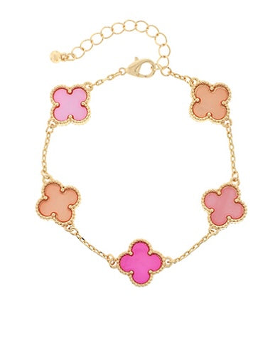 Colored Shell Multi Clover Bracelet