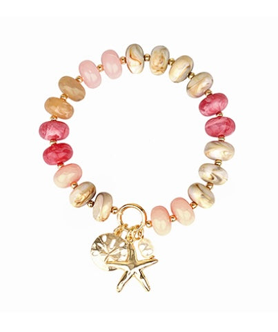 Marble Rondelle Sealife Charm Bracelet