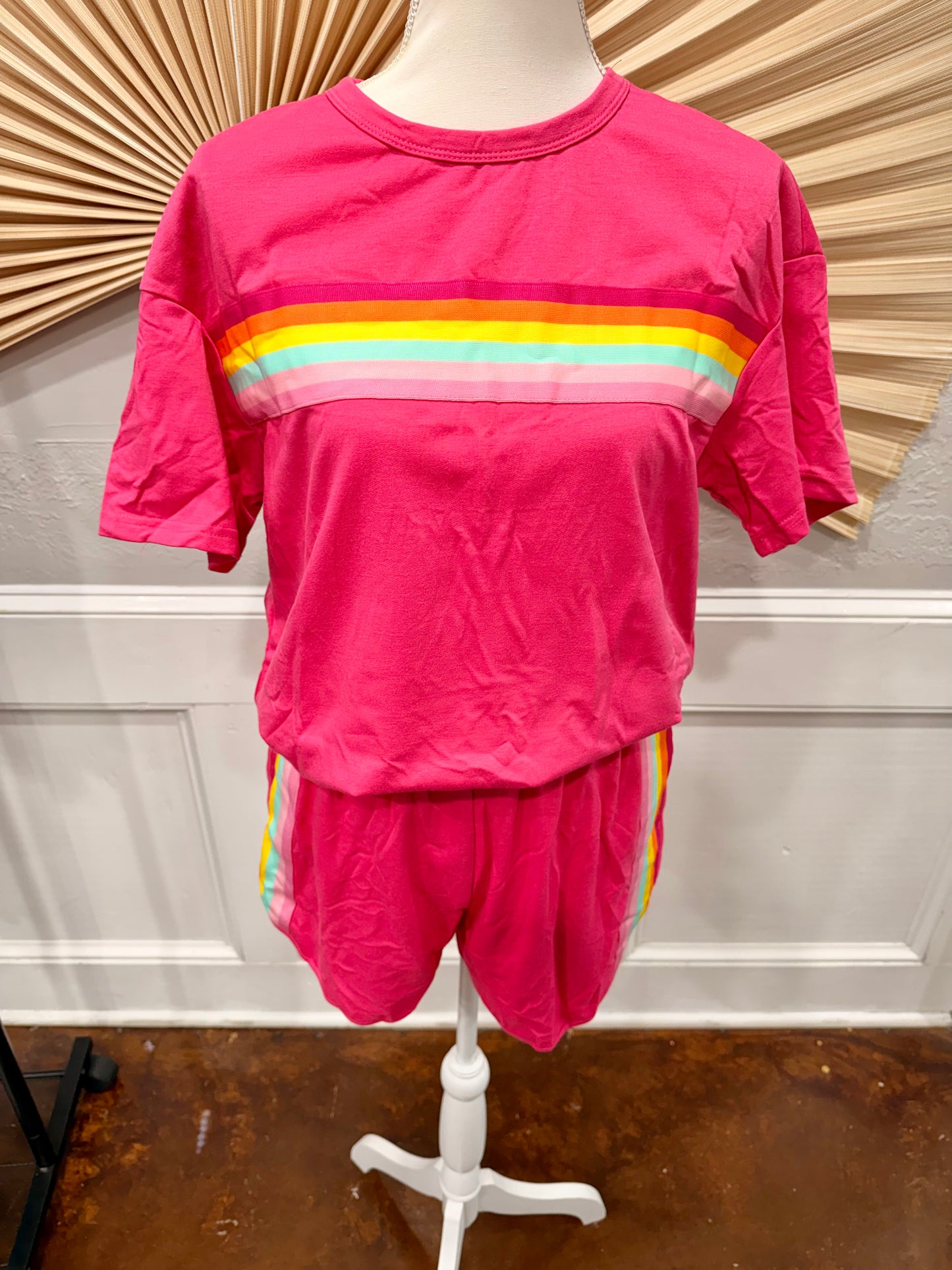 Vibrant Striped Short Set