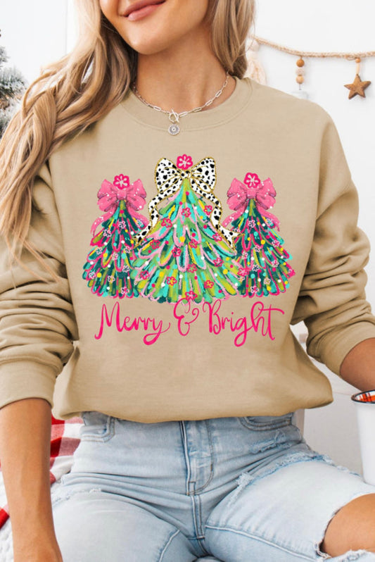 Merry & Bright Christmas Tree Pullover Sweatshirt