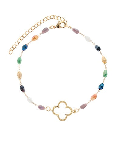 Glass Bead Clover Charm Bracelet